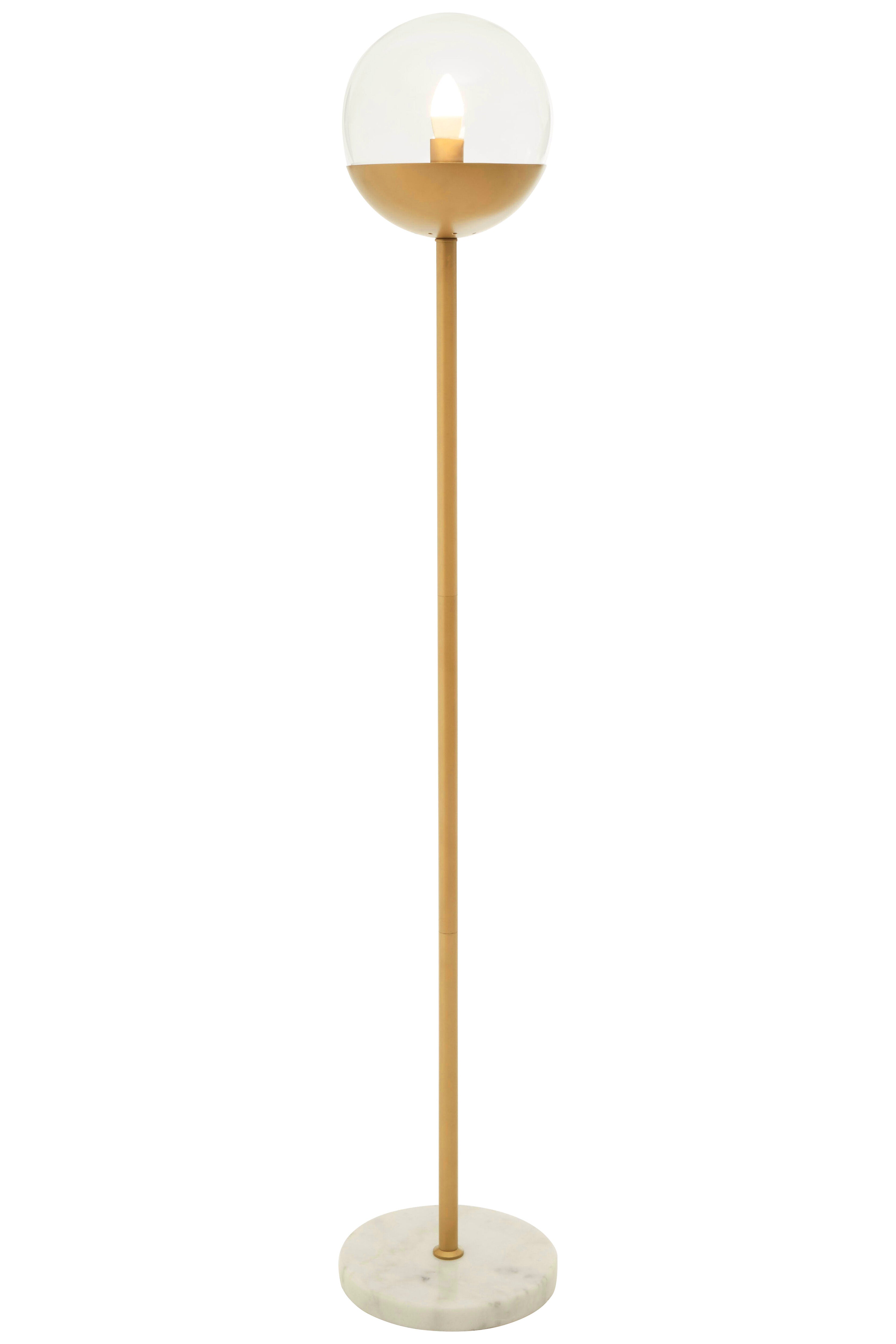 Kidston Gold Finish Metal Floor Lamp with White Marble Base